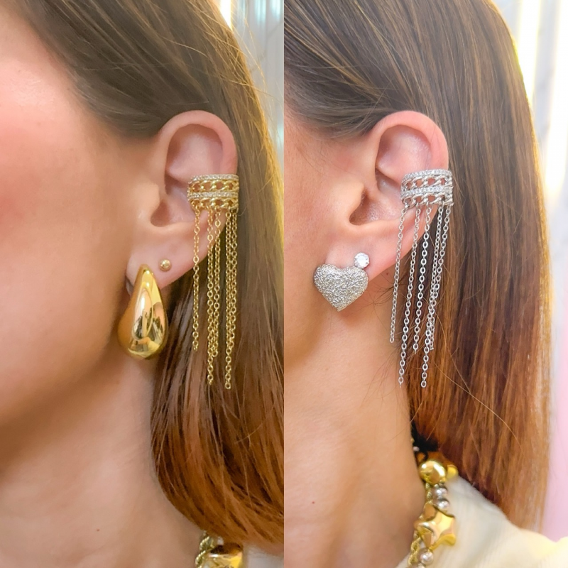 earcuff con cadenas x unidad