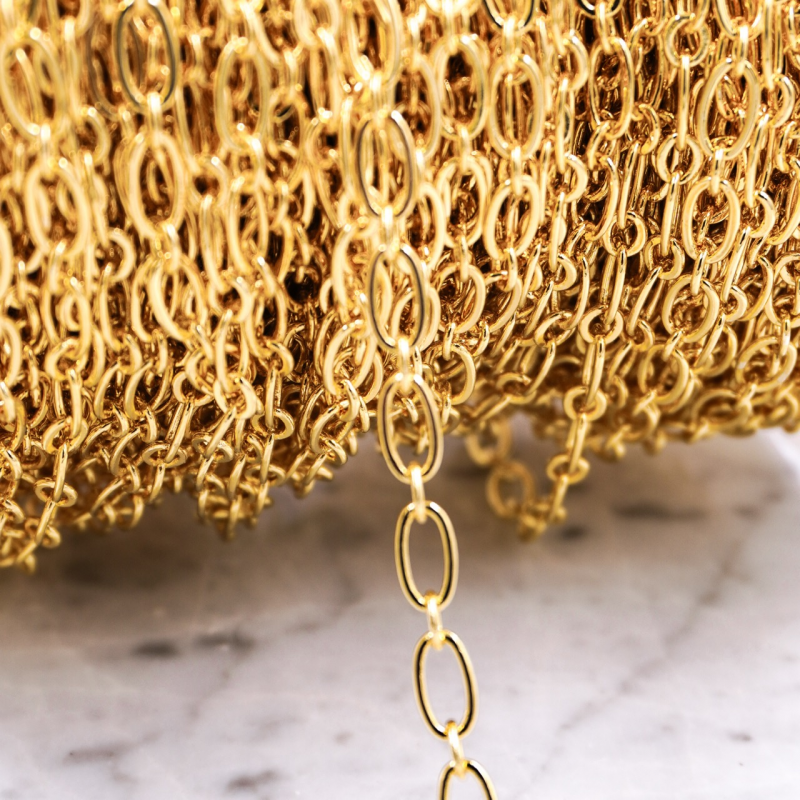 cadena ovalada rodio x metro