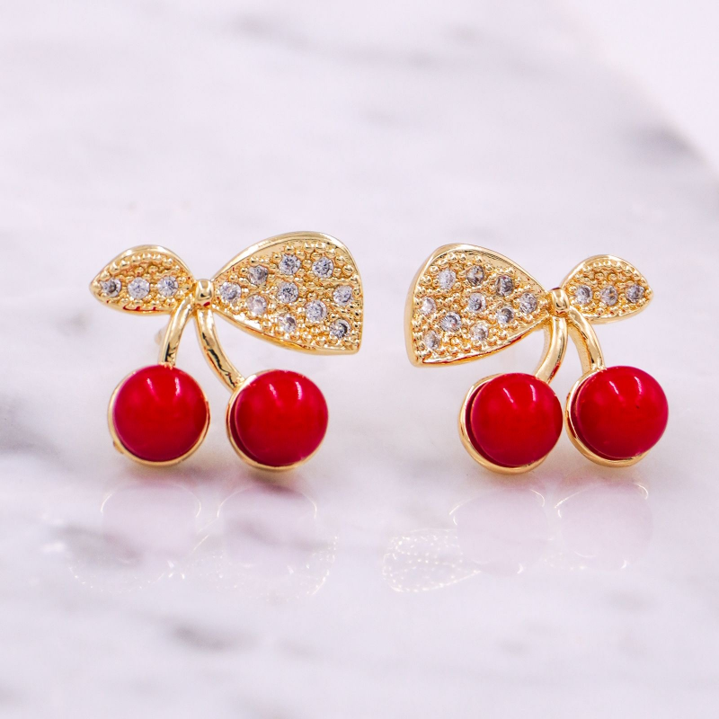 arete topo cereza roja con...