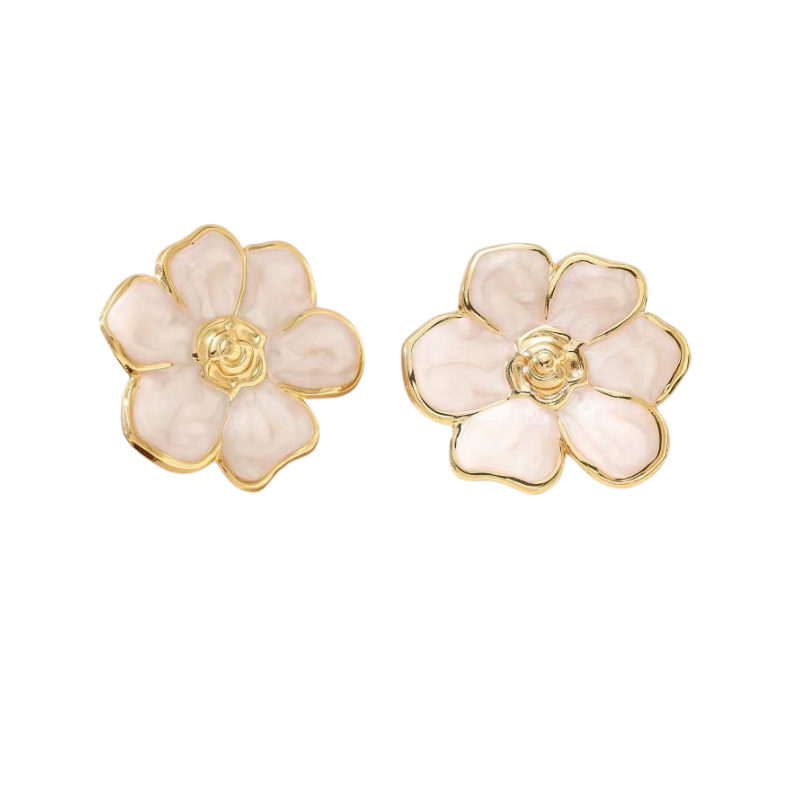 arete flor blanca x par