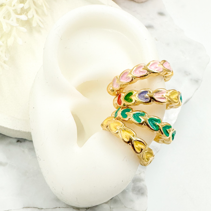 EARCUFF CORAZON DE COLORES