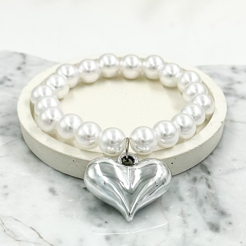 PULSERA DE PERLAS CORAZON