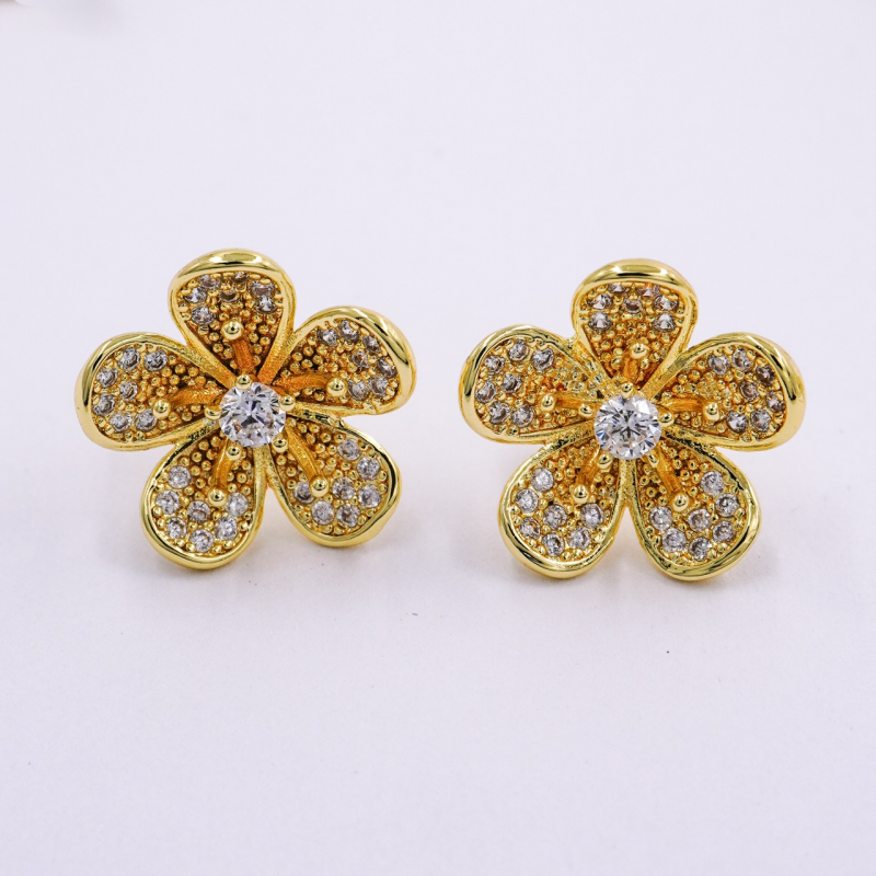 aretes topo flor con...