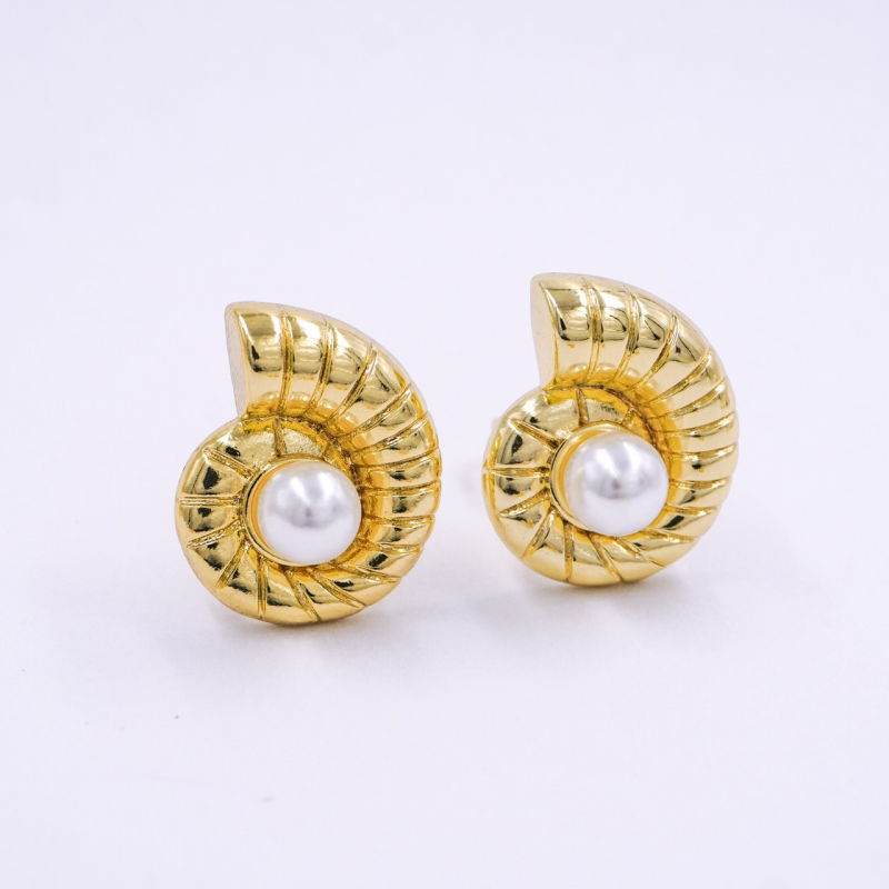 aretes topo caracol con perla