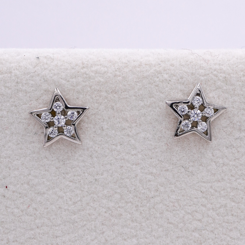 aretes topo estrella plateada