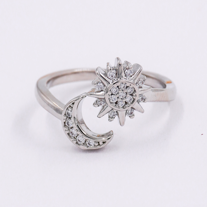 ANILLO SOL Y LUNA PLATEADO