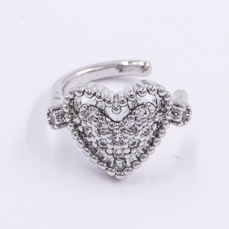 EARCUFF CORAZON PLATEADO RODIO