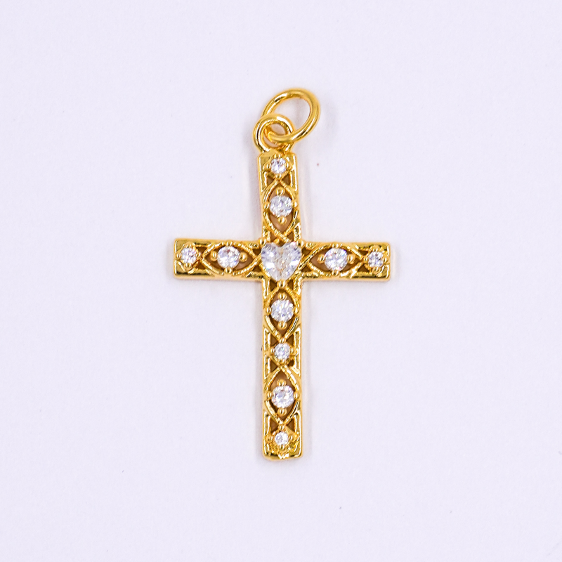 DIJE DE RODIO CRUZ DORADA