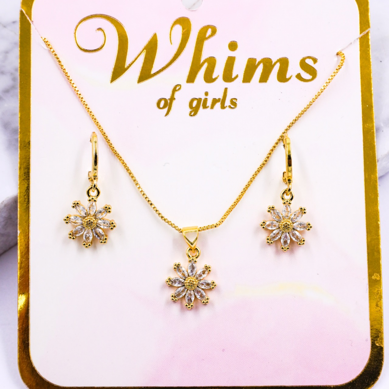 SET DE ARETES Y COLLAR FLOR