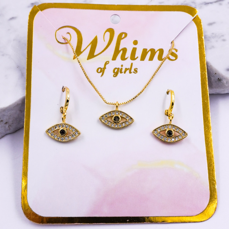 SET DE ARETES Y COLLAR OJOS