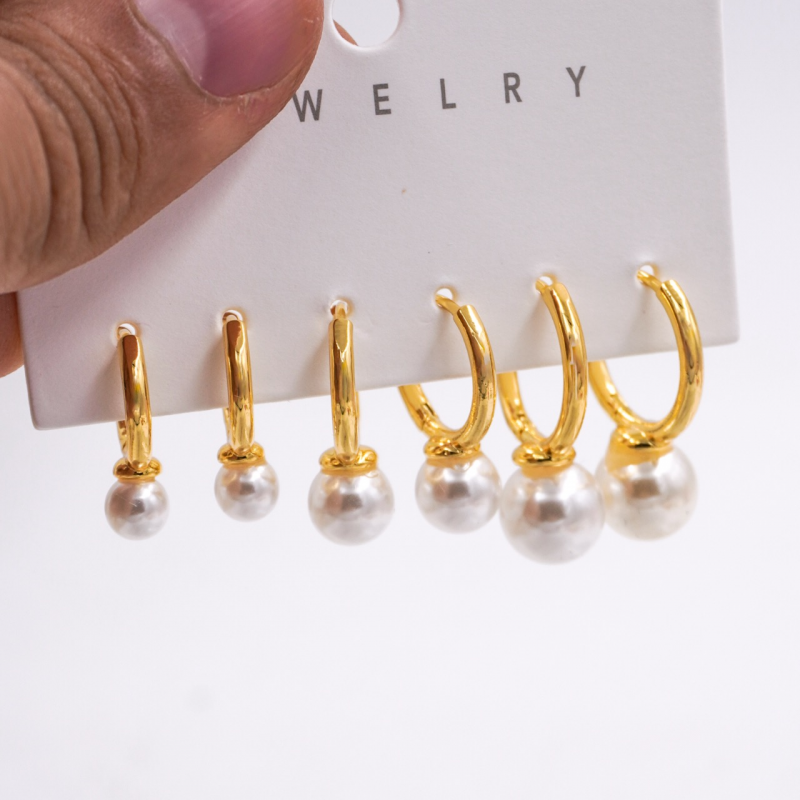 set de candongas con perlas