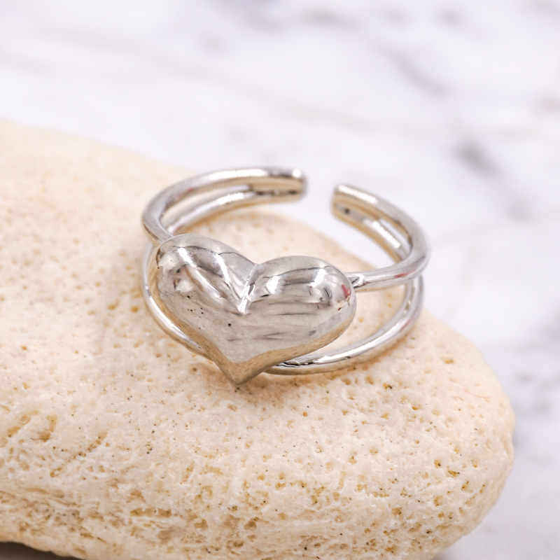 ANILLO CORAZON PLATEADO X...
