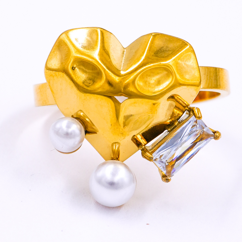 Anillo corazon perla y...