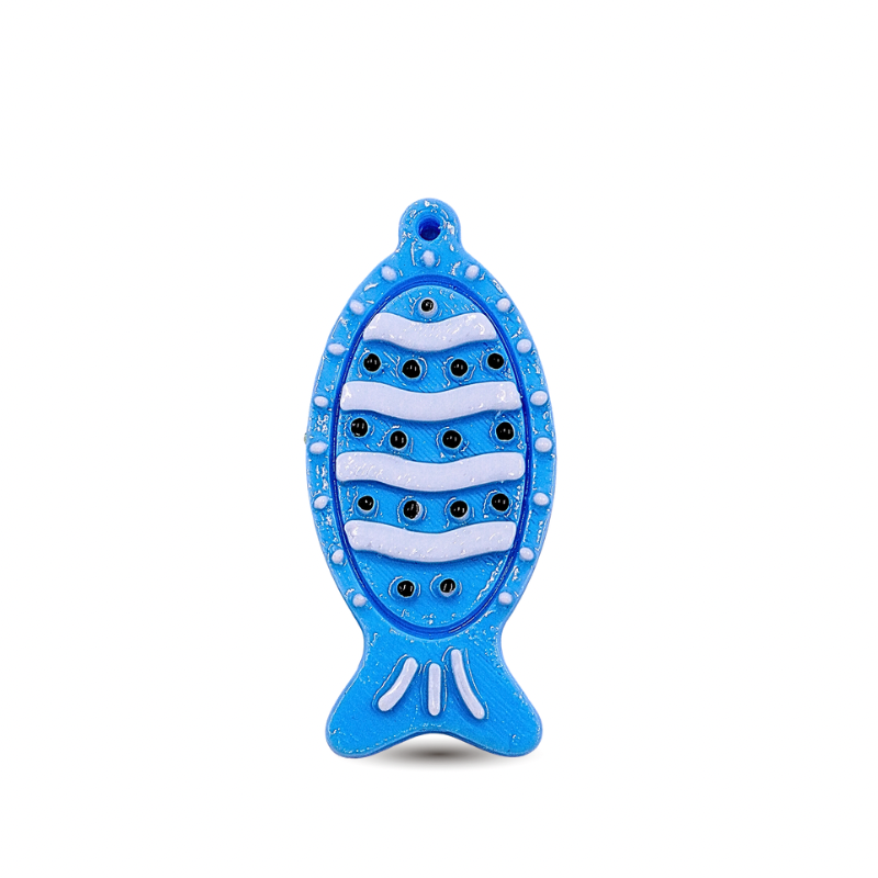 dije acrilico de pez azul...