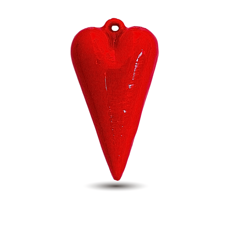 Dije corazon rojo en punta...