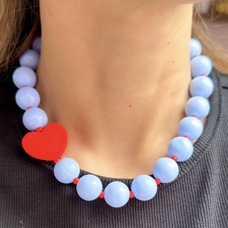 collar bola chiche azul con...