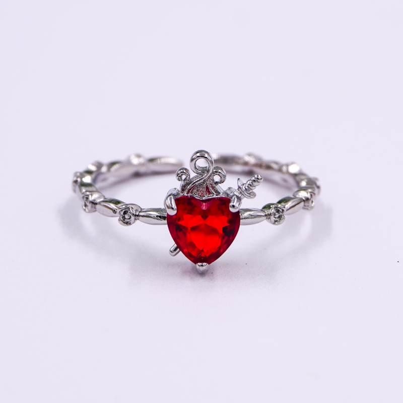 anillo plateado corazon de...