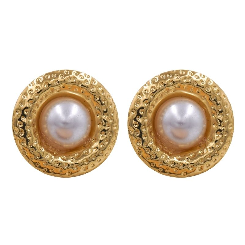 acero con perla circulo x par