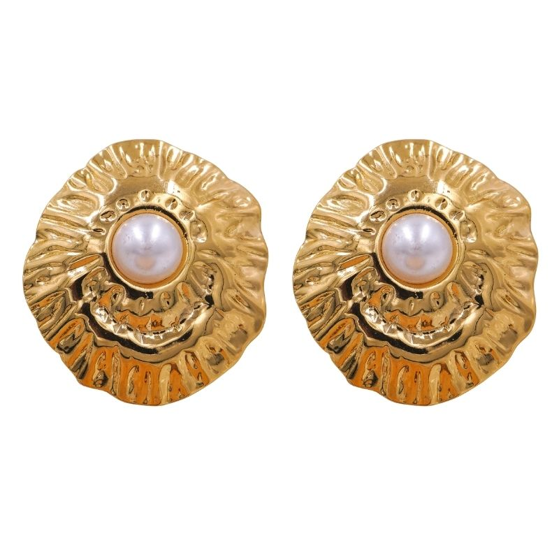 acero con perla circular x par