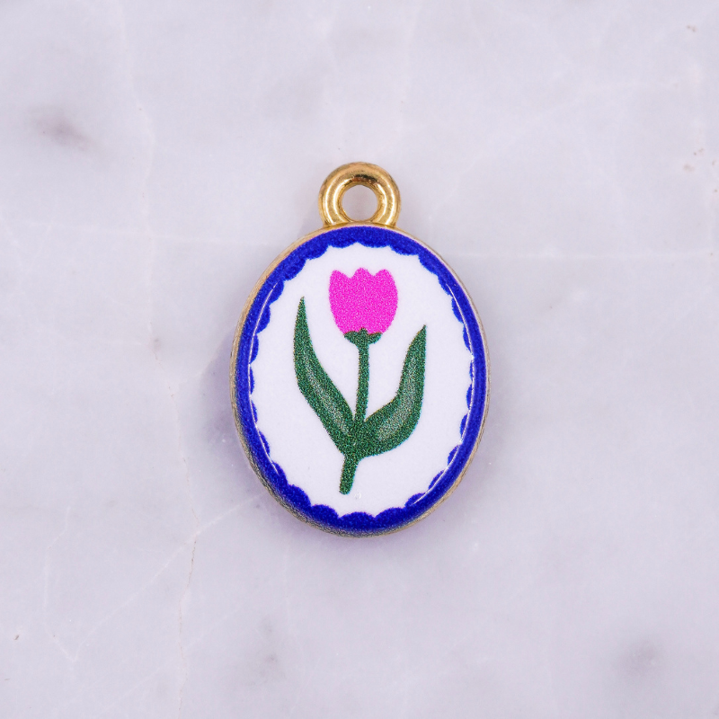 Dije estilo cerámica rosa x...