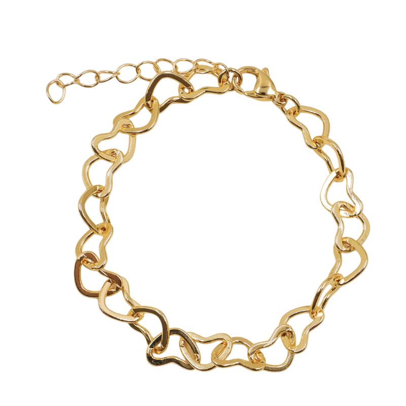 Pulsera corazones en rodio
