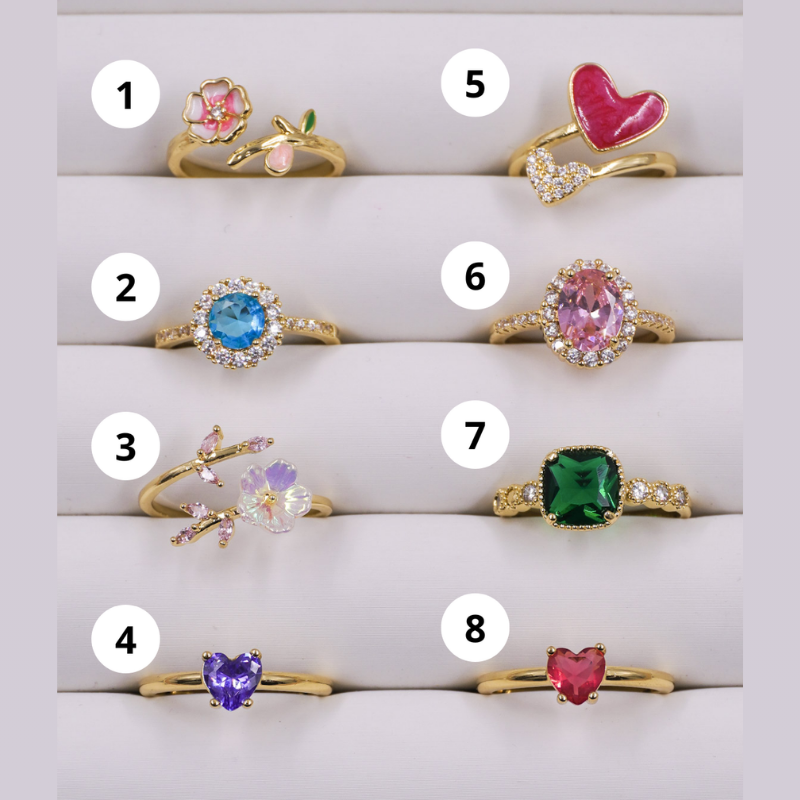 Anillos ajustables en rodio
