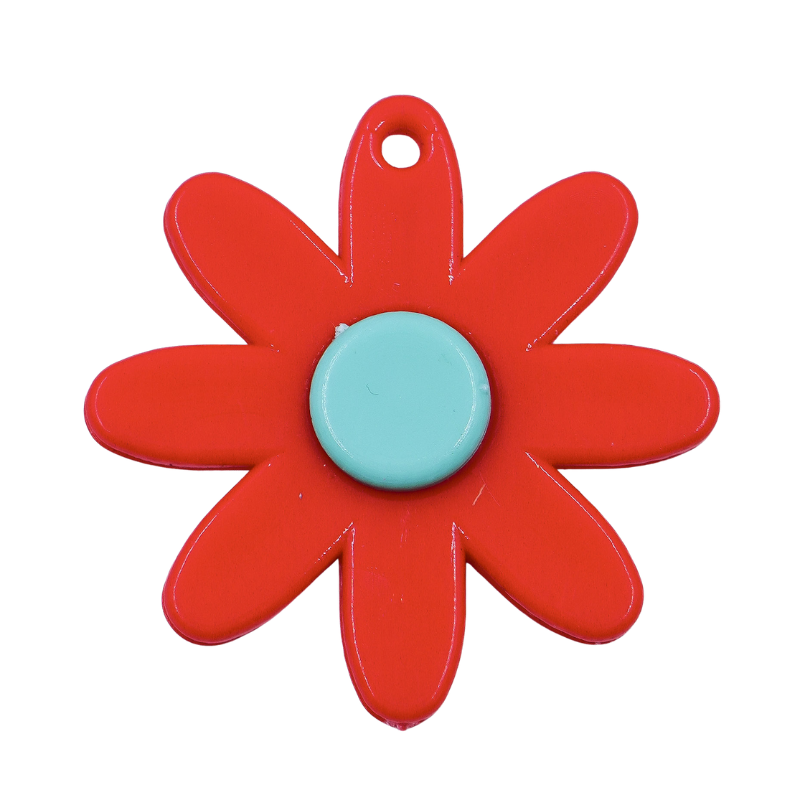 Dije flor roja con punto...