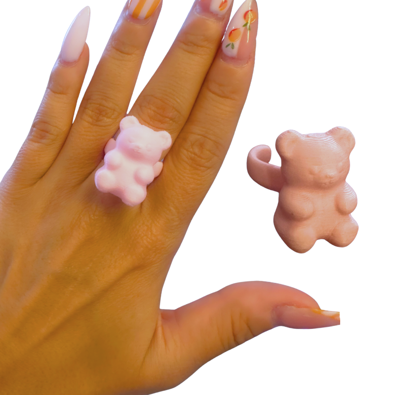 anillo oso ajustable rosado...