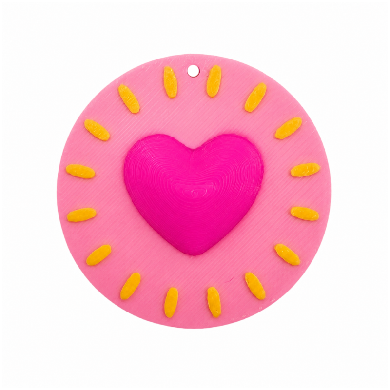 dije corazon fucsia circulo...