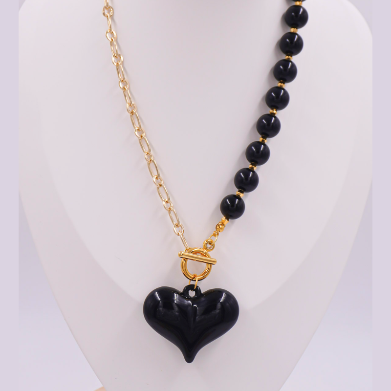 collar bola chicle negro y...