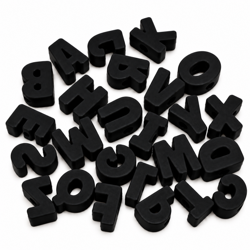Letras pasador negras x unidad