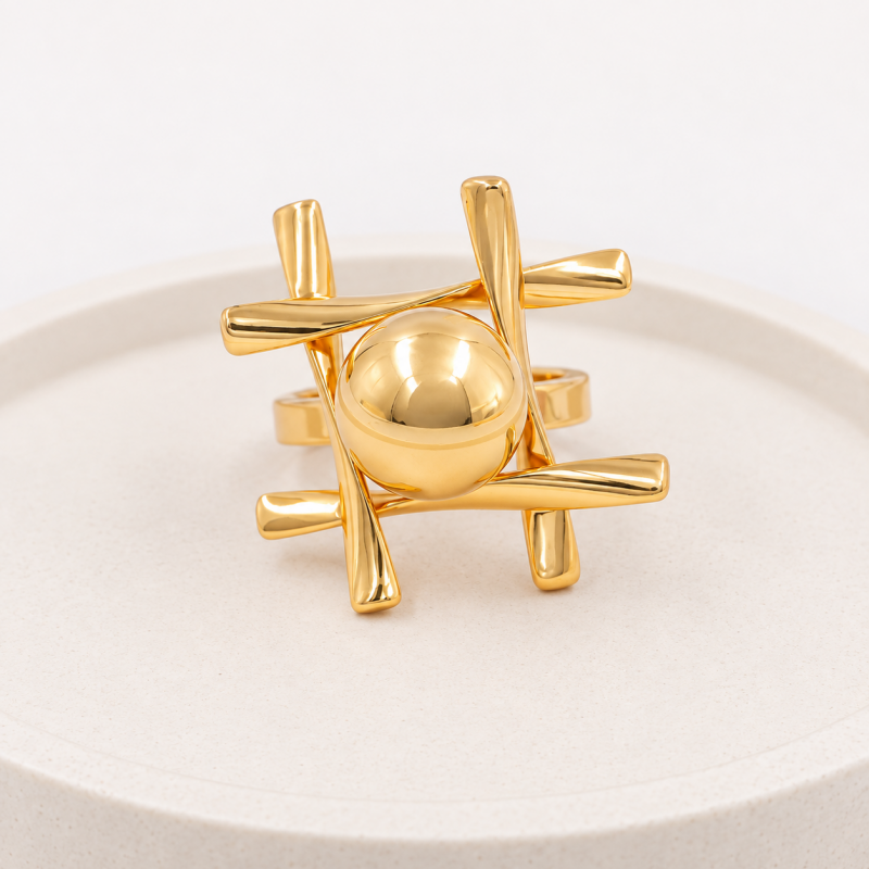 Anillo cruzado dorado