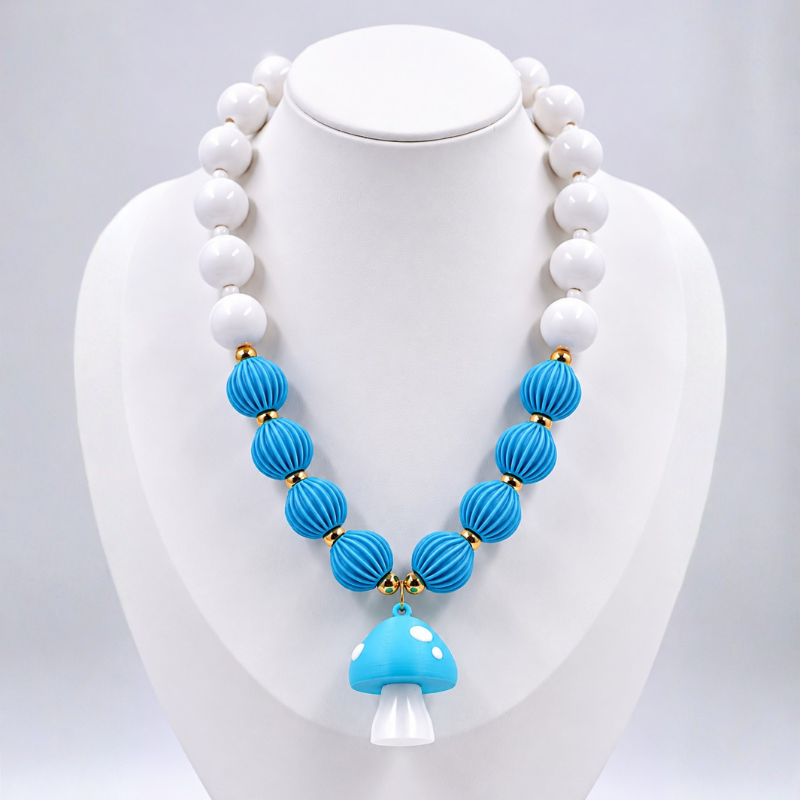 Collar bola chicle azul con...