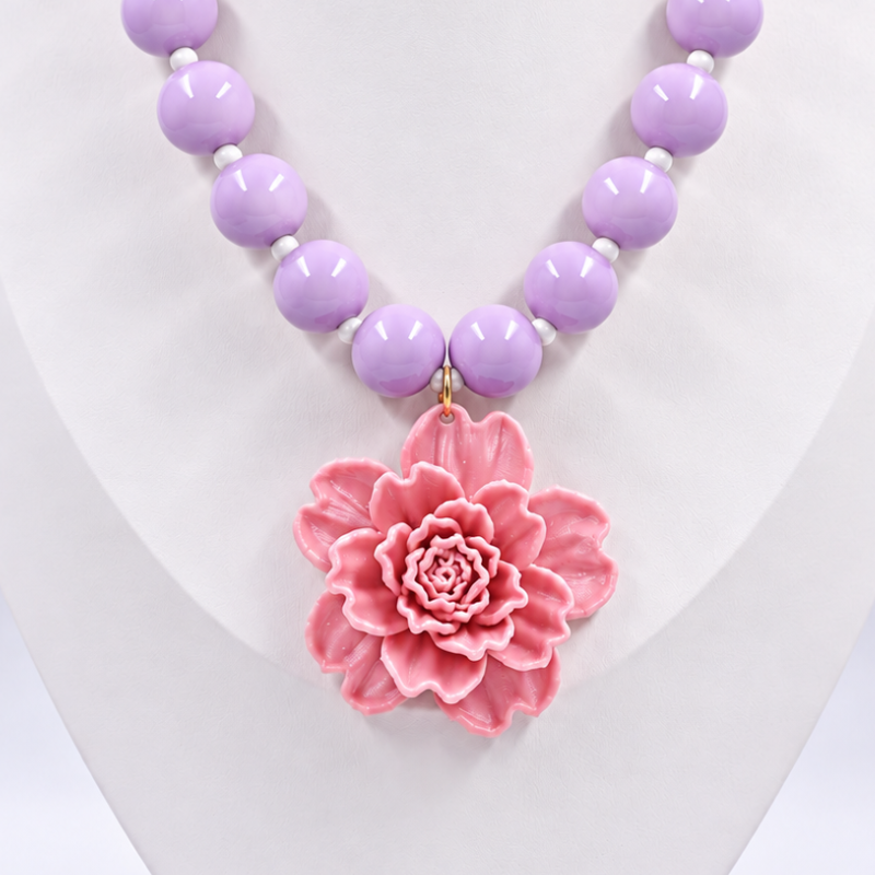 Collar bola chicle lila con...