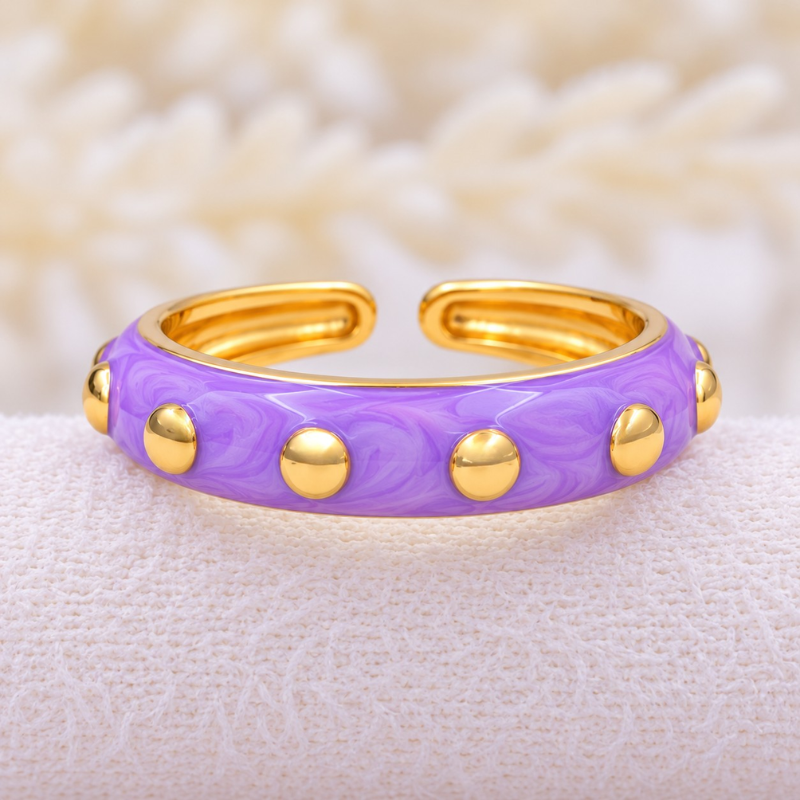 Anillo lila con plateado