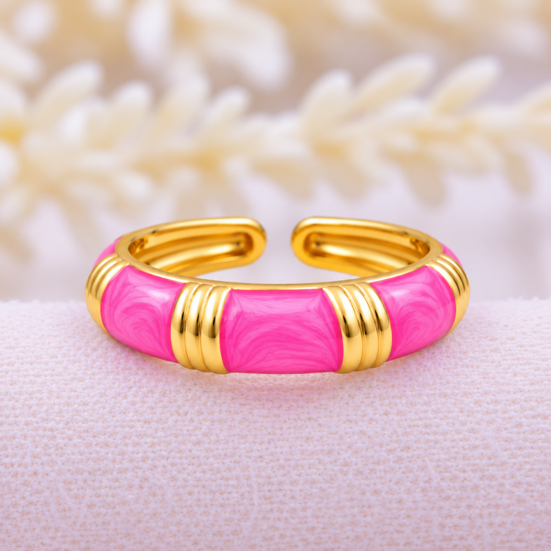 Anillo fucsia con dorado