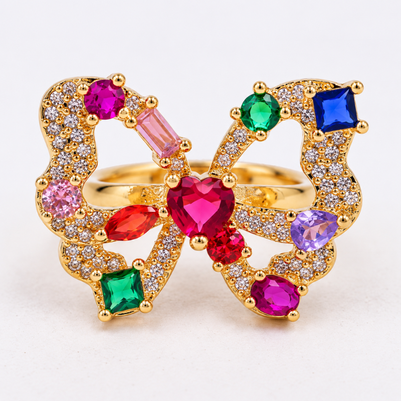 Anillo mariposa con circones