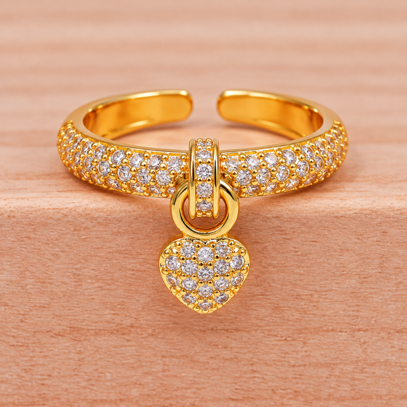 Anillo corazón colgante